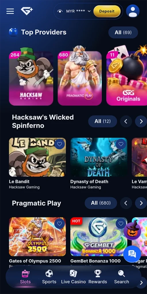 GemBet online casino games selection